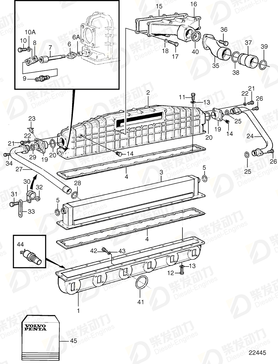 volvo penta Coolant pipe 849074 Drawing volvo penta Coolant pipe 849074 Drawing